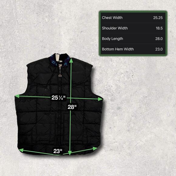 ★ Walls (Vintage) Black Full-Zip Quilted Puffer Vest w/ Collar Design ★ - Picture 5 of 7